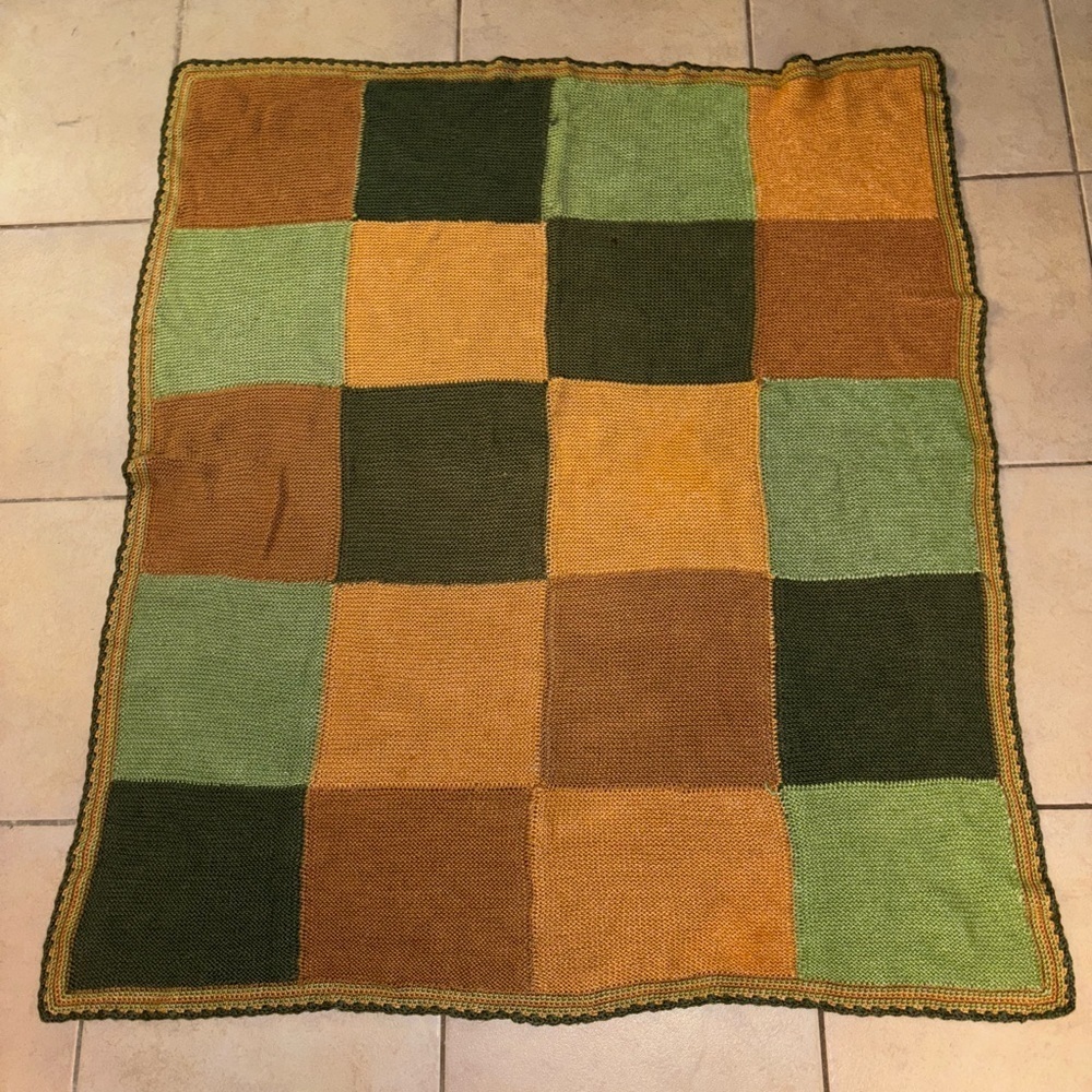 Colorful Patchwork Knit Blanket 54x48